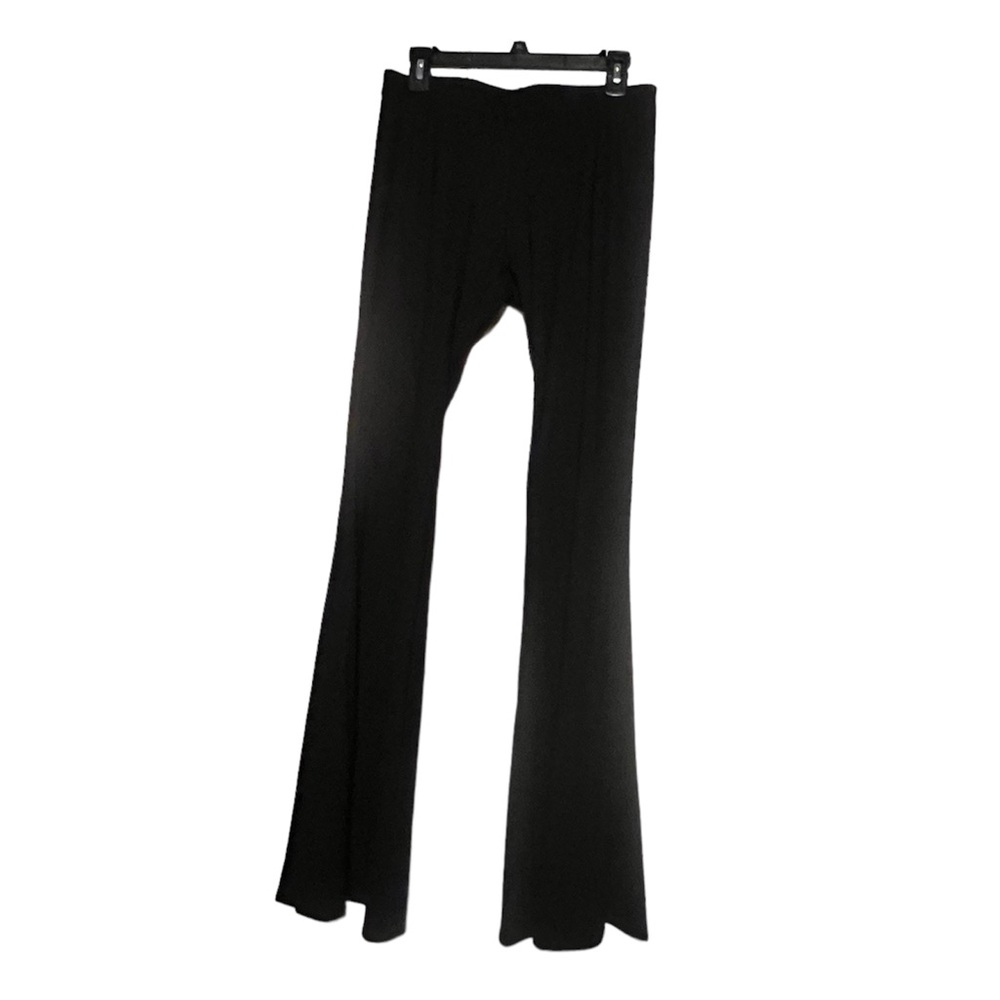 Amanda Uprichard Black High Rise Split Hem Flare Pant Large 12 / 14